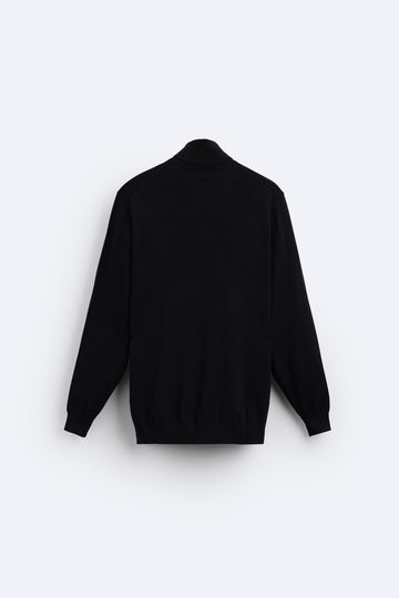 Zara Blusão De Gola Alta Mistura Viscose Azul