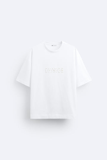 Zara T-Shirt Bordada Branca
