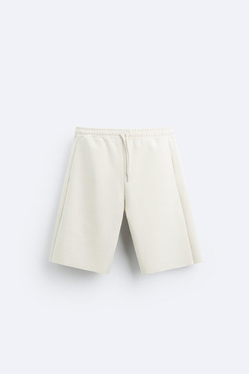 Zara Calções Bermuda Relaxed Fit Branco