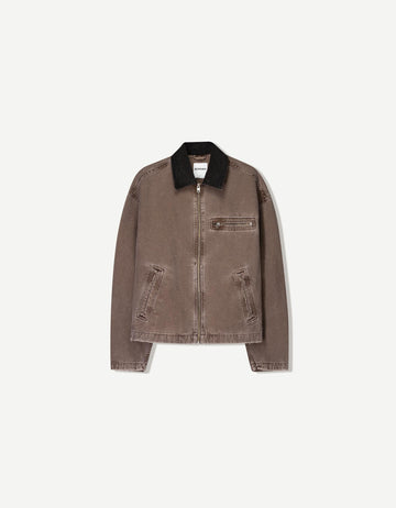 Bershka Casaco De Gola Contraste Marron