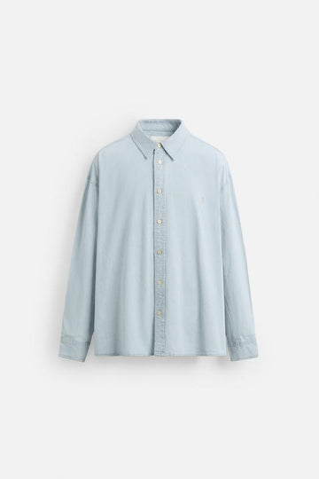 Zara Camisa Com Logotipo Bordado Azul