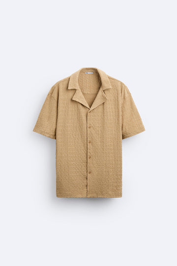 Zara Camisa Wavy Jacquard Caramelo