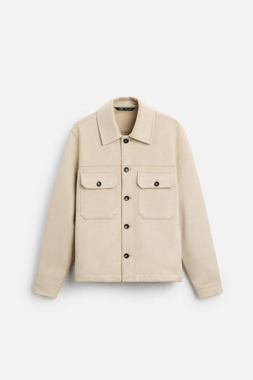 Zara Casaco Com Efeito Carmurca Areia