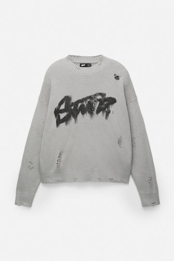 Pull&Bear Blusão Com Rasgões Grafitti STWD Cinza