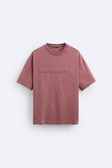 Zara T-Shirt De Mensagem Com Relevo Rosa lavado