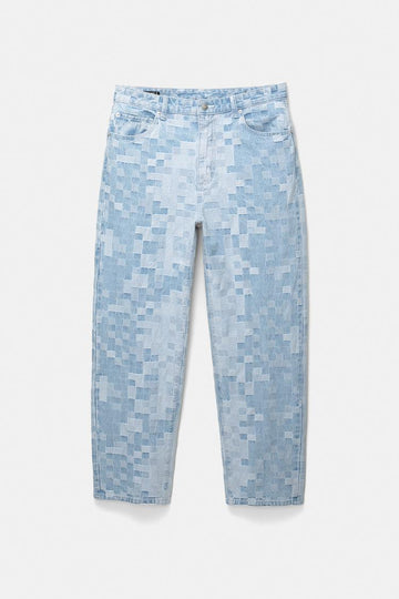 Pull&bear Calças Jeans Baggy Com Quadrados STWD Azul