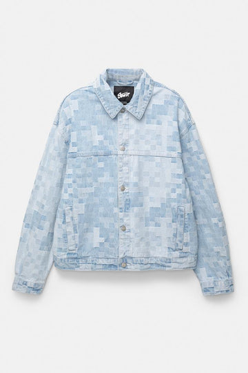 Pull&bear Casaco Jeans Com Quadrados STWD Azul