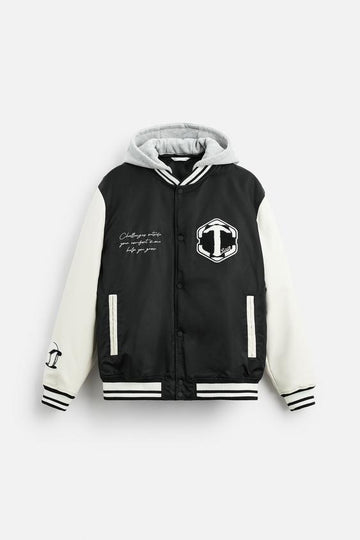 Zara Casaco Com Capuz Branco e Preto