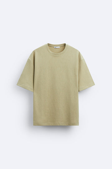Zara T-Shirt De Estrutura Jacquard Verde