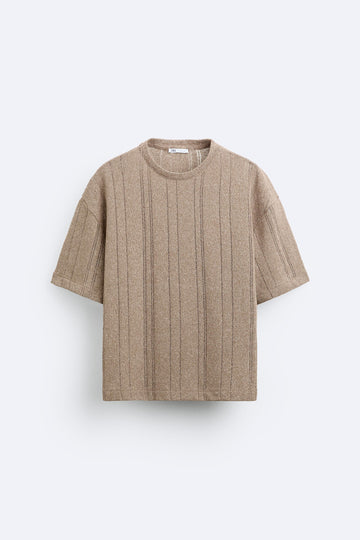 Zara T-Shirt Jacquard Torrada Escuro