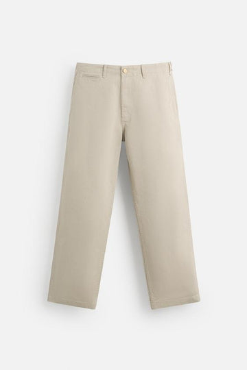 Zara Calças Chinos Relaxed Fit Pedra