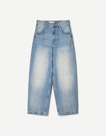 Bershka Calças Jeans Super Baggy Azul Lavada