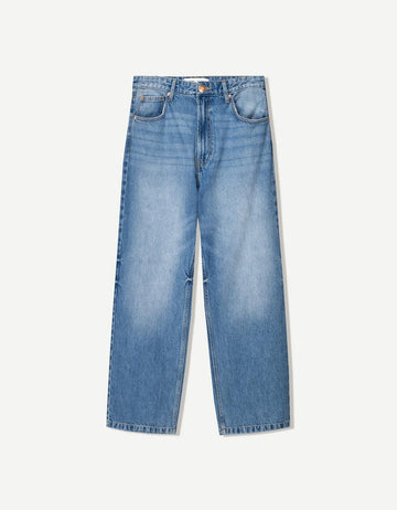 Bershka Calças Jeans Baggy Azul Lavado