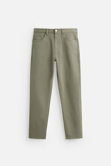 Zara Calças Jeans Slim Fit Azul Caqui-Claro