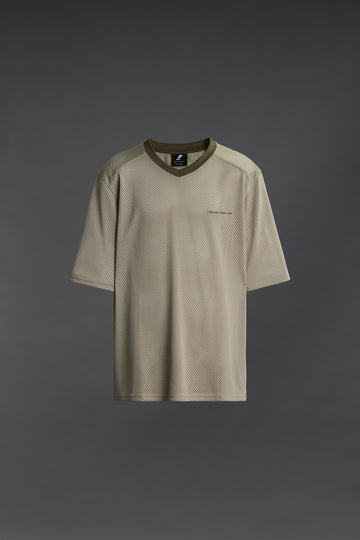 Zara T-Shirt De Estrutura Rede Cinza