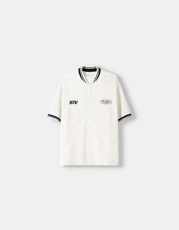 Bershka Camisa De Bordados Com Gola De Nervuras
