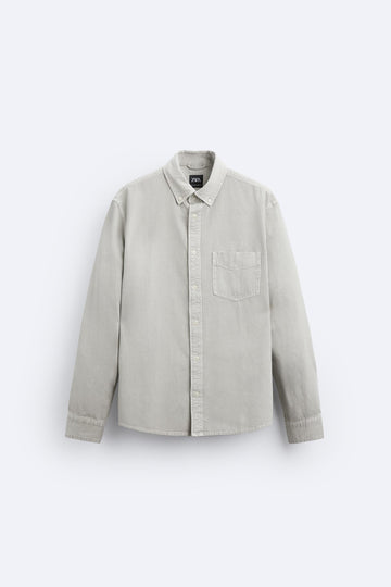 Zara Camisa Denim Cinza
