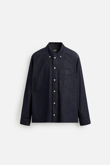 Zara Camisa Denim Leve Azul