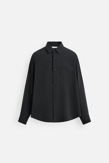 Zara Camisa Fluido Com Bolso Preto