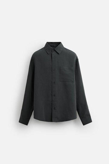 Zara Camisa Fluida Com Bolso Preto