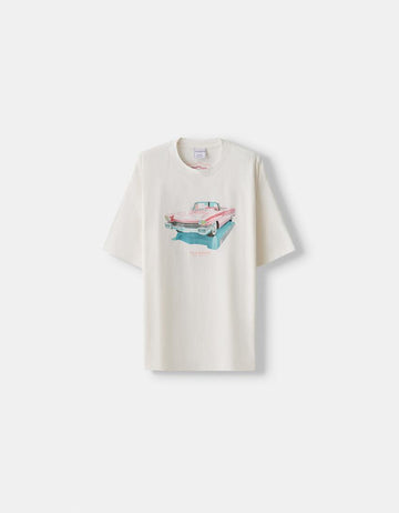 Berskha T-Shirt PARADISO Manga Curta Estampado Branca