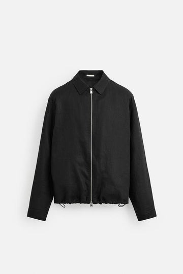 Zara Camisa Manga Cumprida 100% Linho Preto