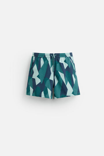 Zara Calções De Banho Comprido Com Estampado Abstrato