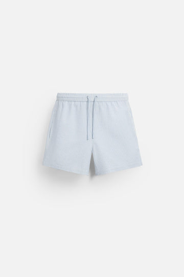 Zara Calções De Banho SeerSucker Azul Celeste