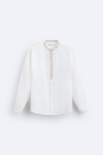 Zara Camisa De Colarinho Combinado