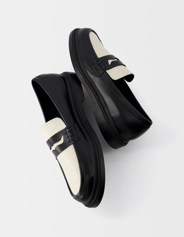 Bershka Sapatos Mocassim Combinado Preto