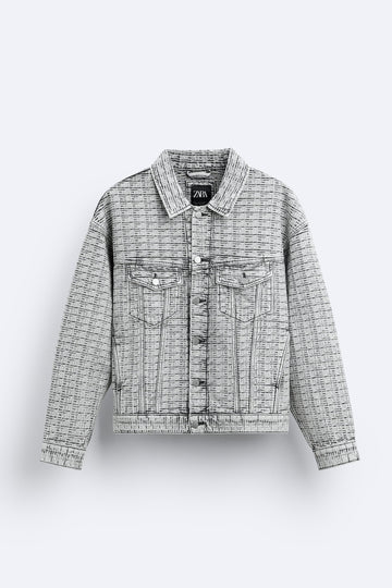 Zara Casaco De Ganga Jacquard Geométrica