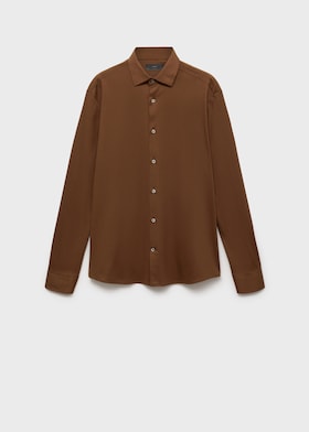 Mango Camisa Comforte Laranja Torrado