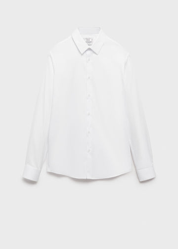 Mango Camisa Slim Fit Algodao Branco