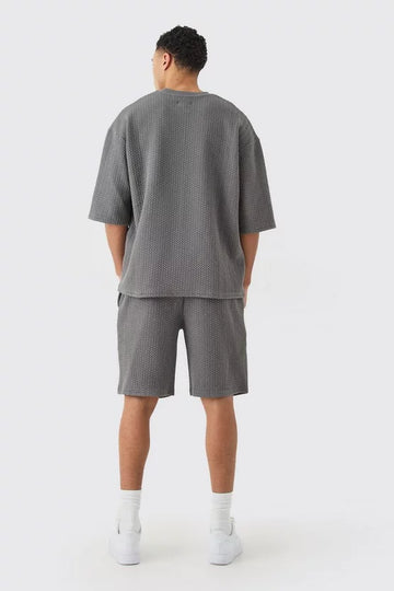 Man T-Shirt Oversized De Estrutura Com Logo Cinza