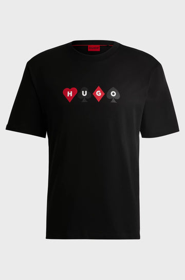 Hugo Boss T-shirt De Algodão Com Logotipo De Cartas De Baralho Preta