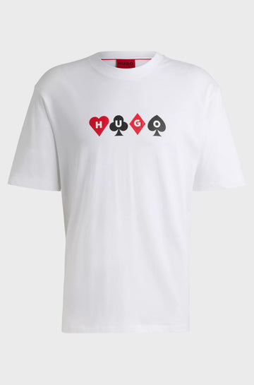 Hugo Boss T-shirt De Algodão Com Logotipo De Cartas De Baralho Branca