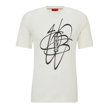 Hugo Boss T-Shirt De Grafite Com Logo Creme