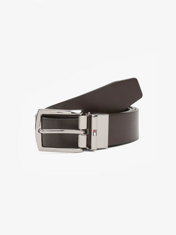 Tommy Hilfiger Cinto Reversível Em Couro Preto e Castanho