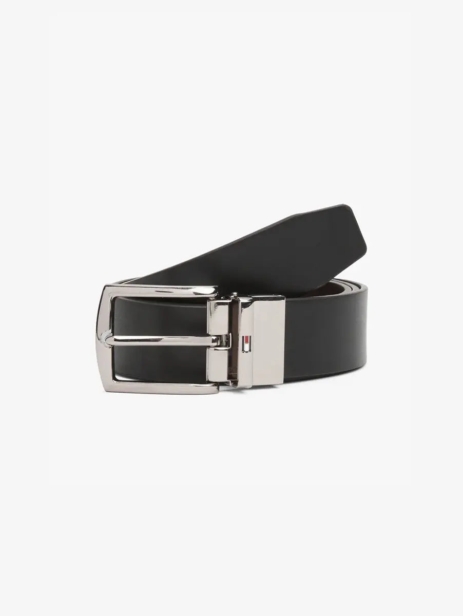 Tommy Hilfiger Cinto Reversível Em Couro Preto e Castanho