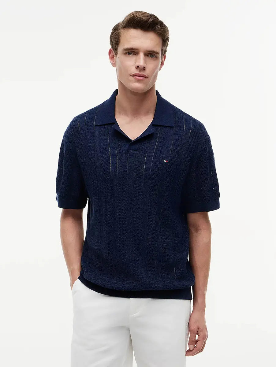 Tommy Hilfiger Polo Em Algodão Biológico Azul-noite
