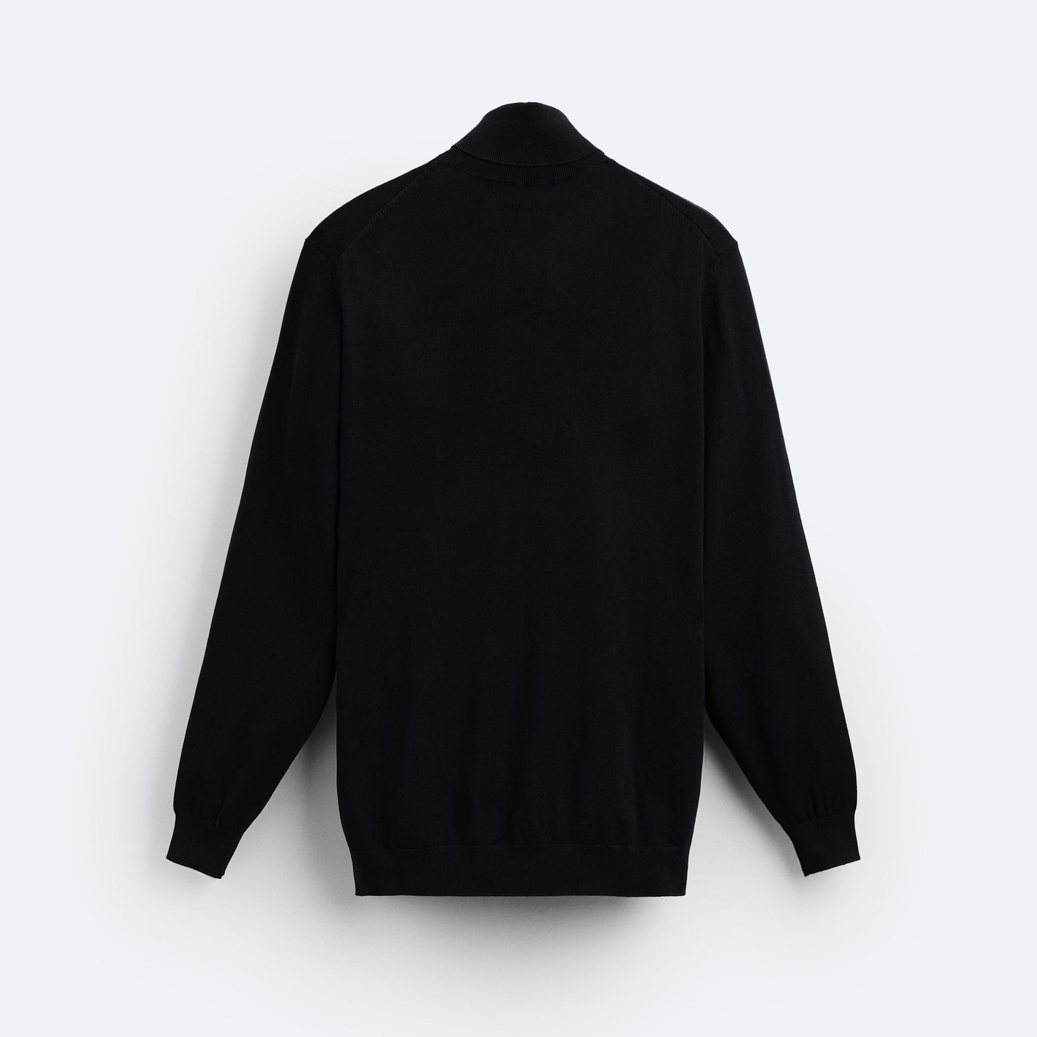 Zara Blusão De Gola Alta Mistura Viscose Azul