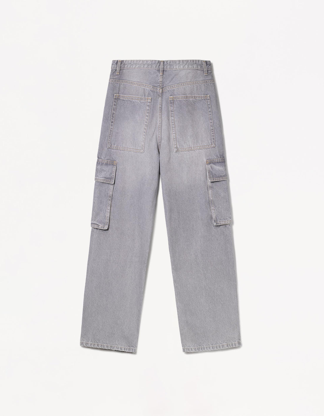 Bershka Calças Baggy Cargo Jeans Cinza