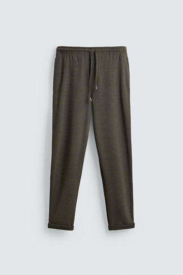 Zara Calças De Cintura Jogger Easy Care Caqui Escuro