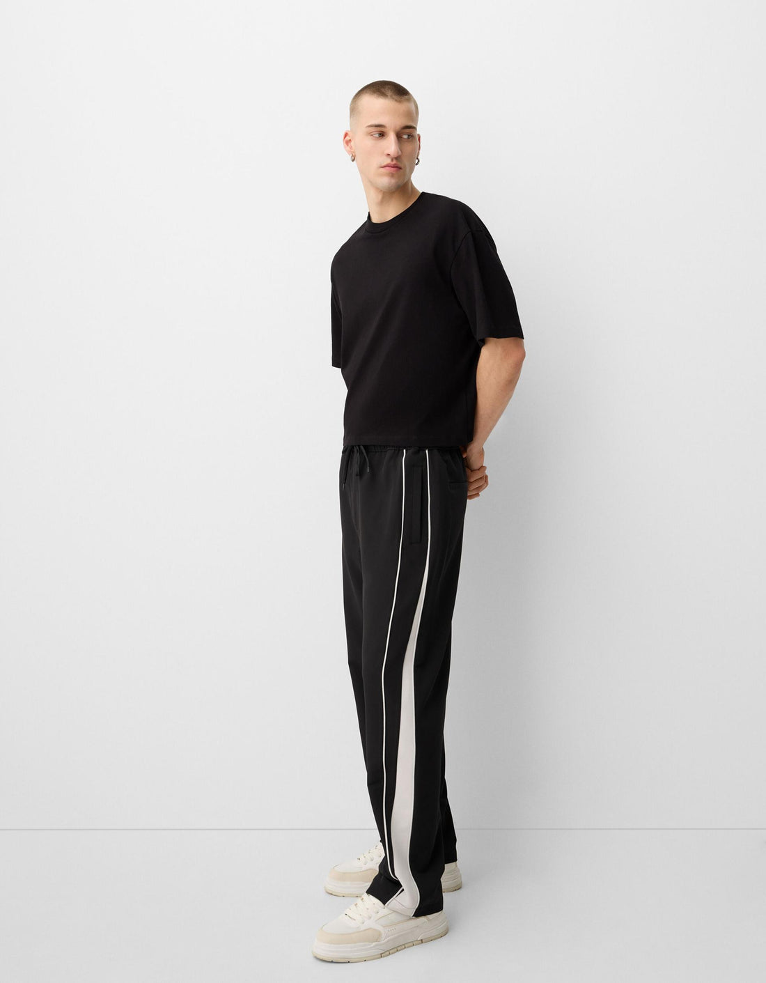 Bershka Calças BaggyBER Técnicas Pretas