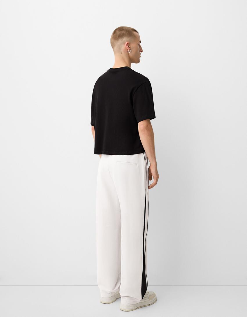 Bershka Calças Baggy Técnicas Brancas