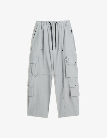 Bershka Calças Baggy Fit Técnicas Cargo Cinza