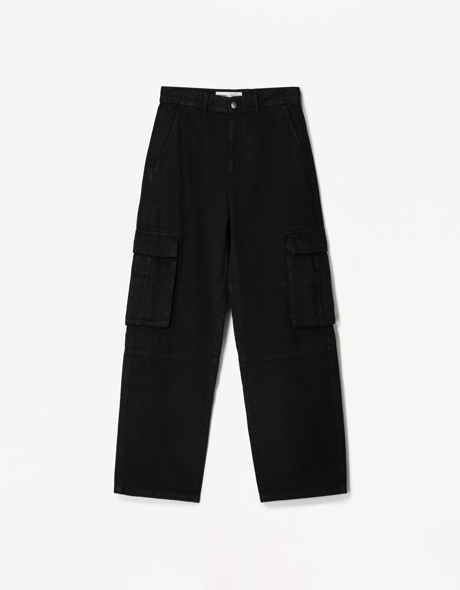 Bershka  Calças Jeans Baggy Cargo Preta