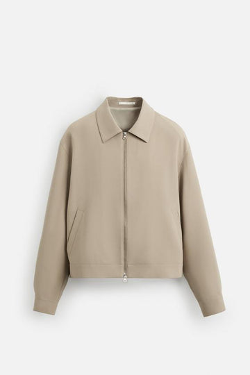Zara Casaco Regular Fit Com Zip Areia