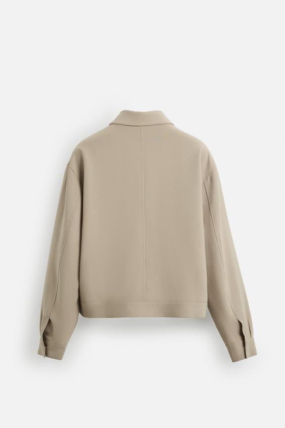 Zara Blusão Com Zip Areia