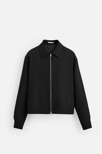 Zara Casaco Regular Fit Com Zip Preto